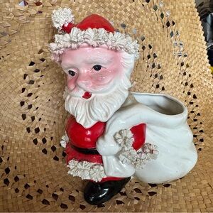 Vintage Christmas MCM Santa Spaghetti Trim Nodder Bobblehead Planter Japan Relpo